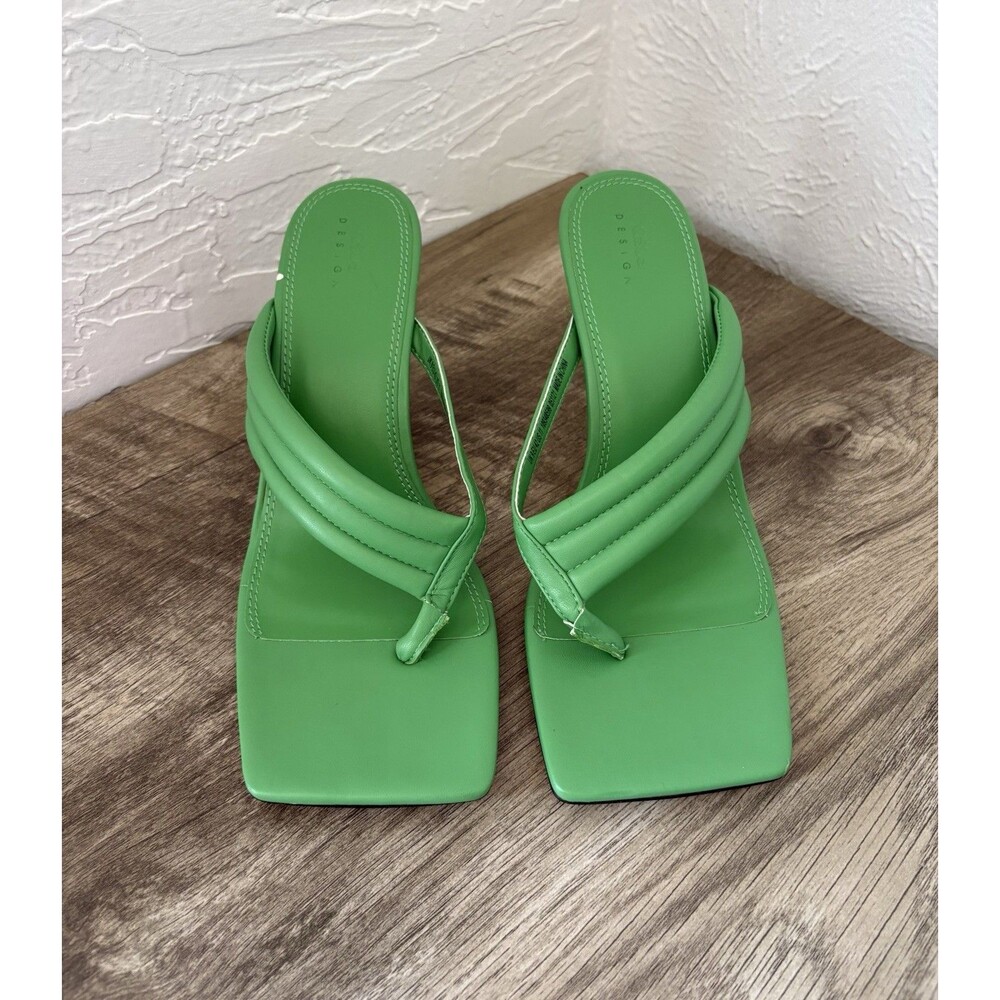 ASOS Design Women's Herring Padded Toe Thong Heeled Green Sandals Size 11